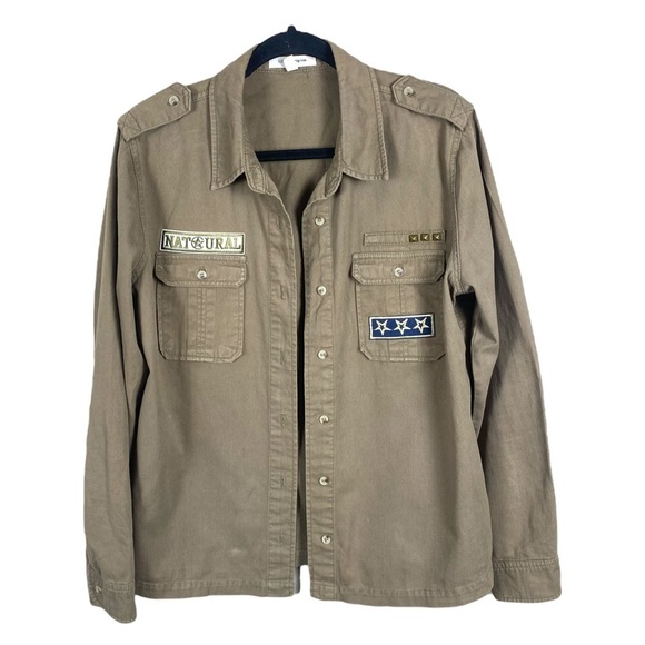 Life in Progress Military Olive Green Button Up Long Sleeve Shirt Size Medium. - Picture 2 of 15